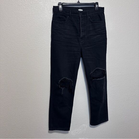 Old Navy Sky-Hi Straight Extra High Rise Distressed Jean - Picture 3 of 9
